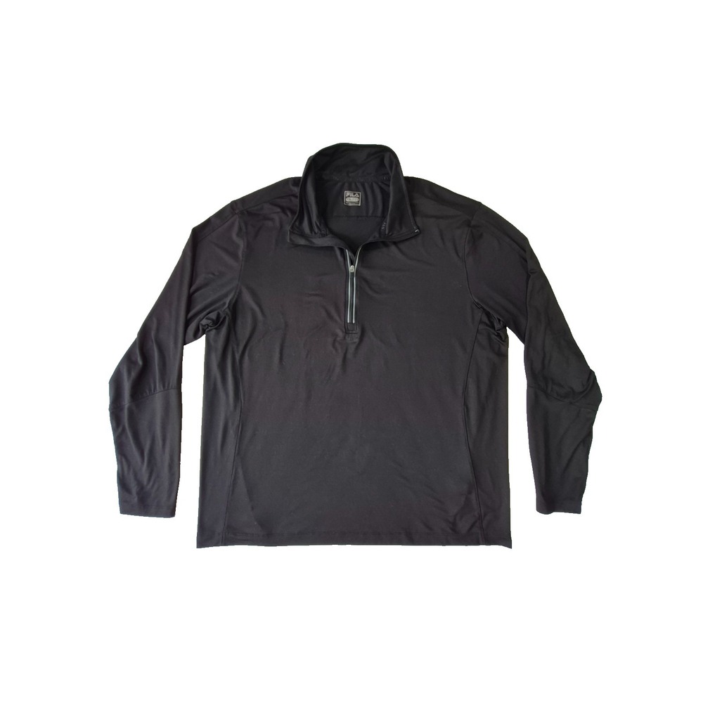 FILA Sport Quarter Zip Pullover Mens Large Black Athletic Performance Shirt